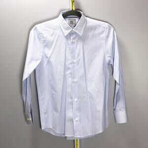 JB Jr. Boys Blue Micro-Check Button-Down Shirt Size 100% Cotton‎ size 12